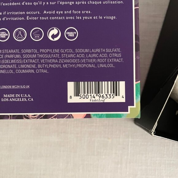 Spongelle Violet Leaf Body Wash Infused Buffer 3oz 14+ Uses Cleanse Sponge - Picture 6 of 8